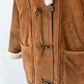 Vintage 90s Brown Suede Leather Faux Fur Lining Winter Coat (L)