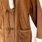 Vintage 90s Brown Suede Leather Faux Fur Lining Winter Coat (L)