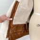 Vintage 90s Brown Suede Leather Faux Fur Lining Winter Coat (L)