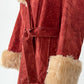 Vintage 70s Rust Crushed Velvet & Faux Fur Penny Lane Coat (M)