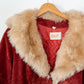 Vintage 70s Rust Crushed Velvet & Faux Fur Penny Lane Coat (M)