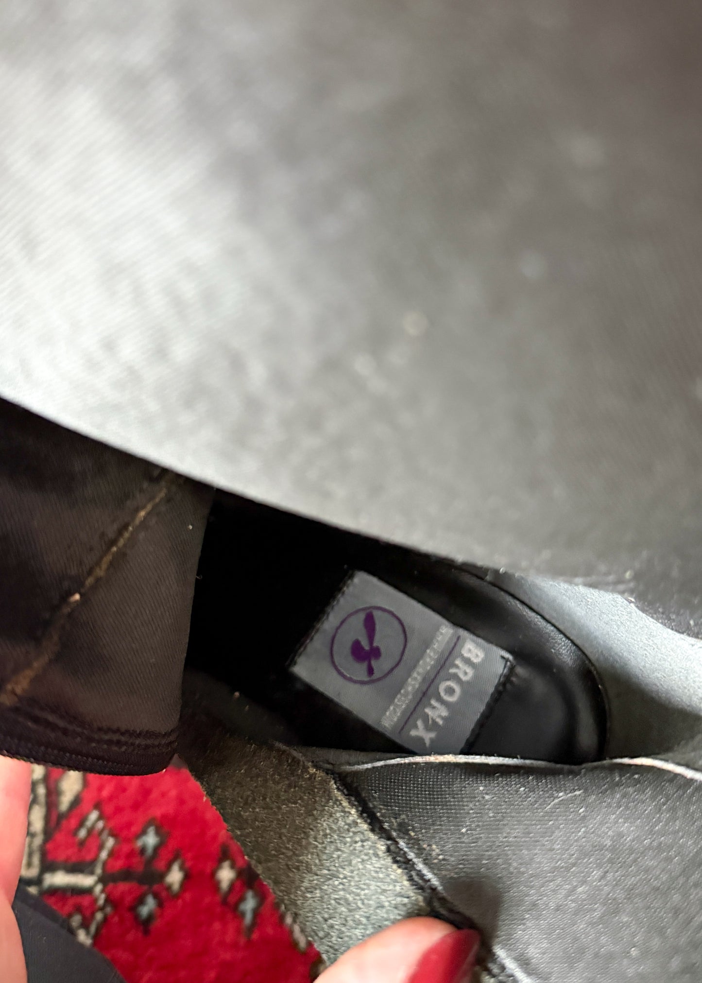 Vintage 90s Bronx Black Leather Patchwork Heeled Tall Boots (10)