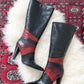 Vintage 90s Bronx Black Leather Patchwork Heeled Tall Boots (10)
