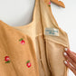 Vintage 1950s Burlap Rose Embroidered Garden Party Belted Dress