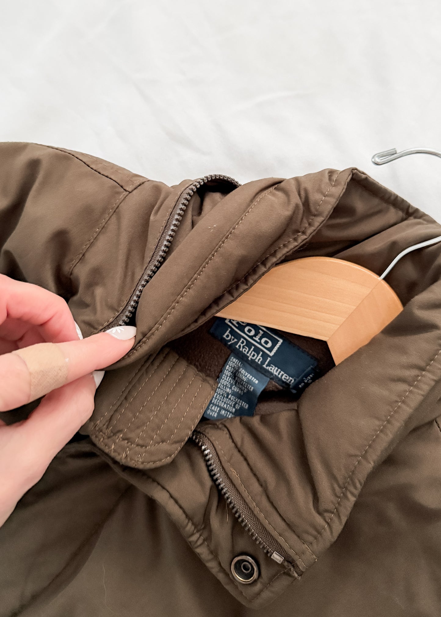 Vintage Ralph Lauren Polo Olive Brown Fleece Lined Jacket (M)