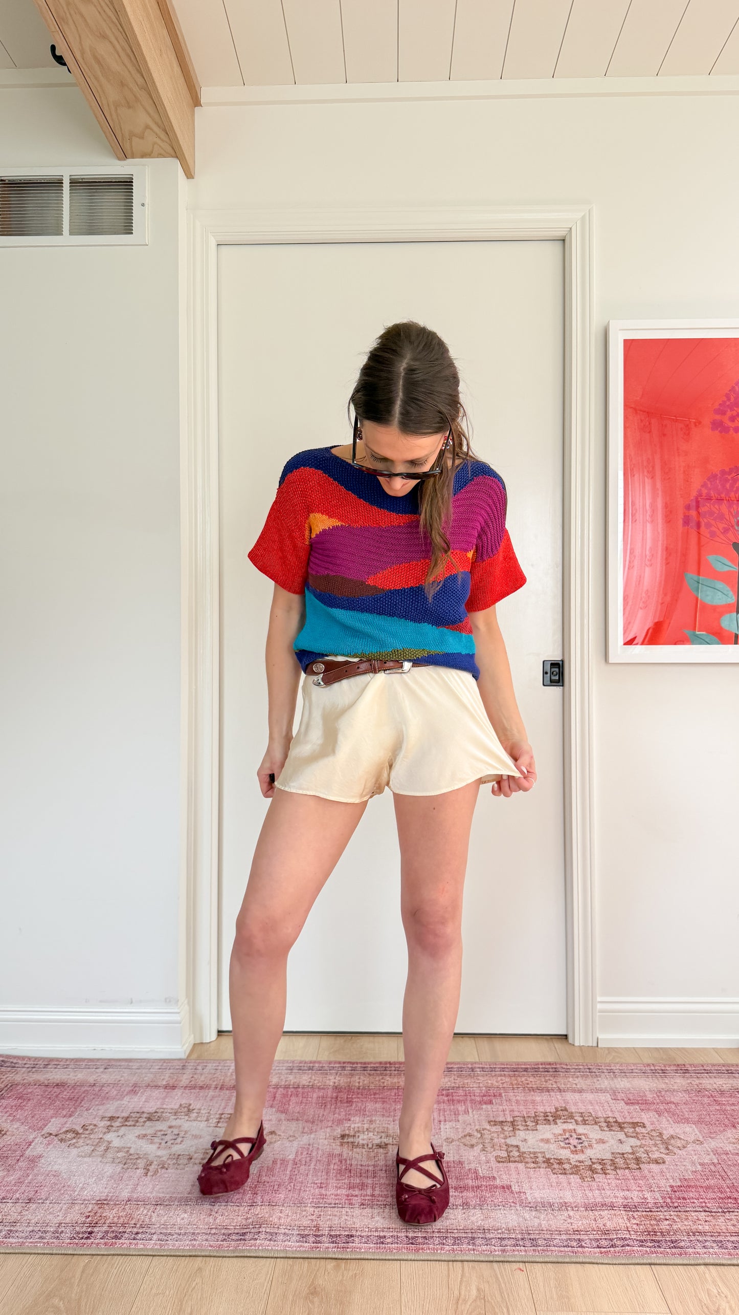 Vintage 30s 40s Ivory Silk Lace Teddy Playsuit Romper Lingerie One Piece (S)