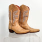 Vintage Frye Daisy Duke Tan Brown Leather Pink Crystal Studded Cowboy Boots (9)