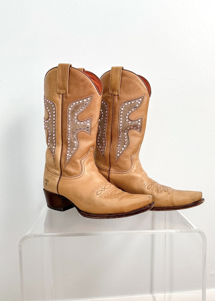 【新品】FRYE ウエスタンブーツ DAISY DUKE ANTIQU US 8 Frye Daisy Duke Boots Womens 7 Green Western Cowboy Cowgirl