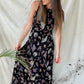 Vintage 90s Sea Side Print Black Maxi Dress (4/6)