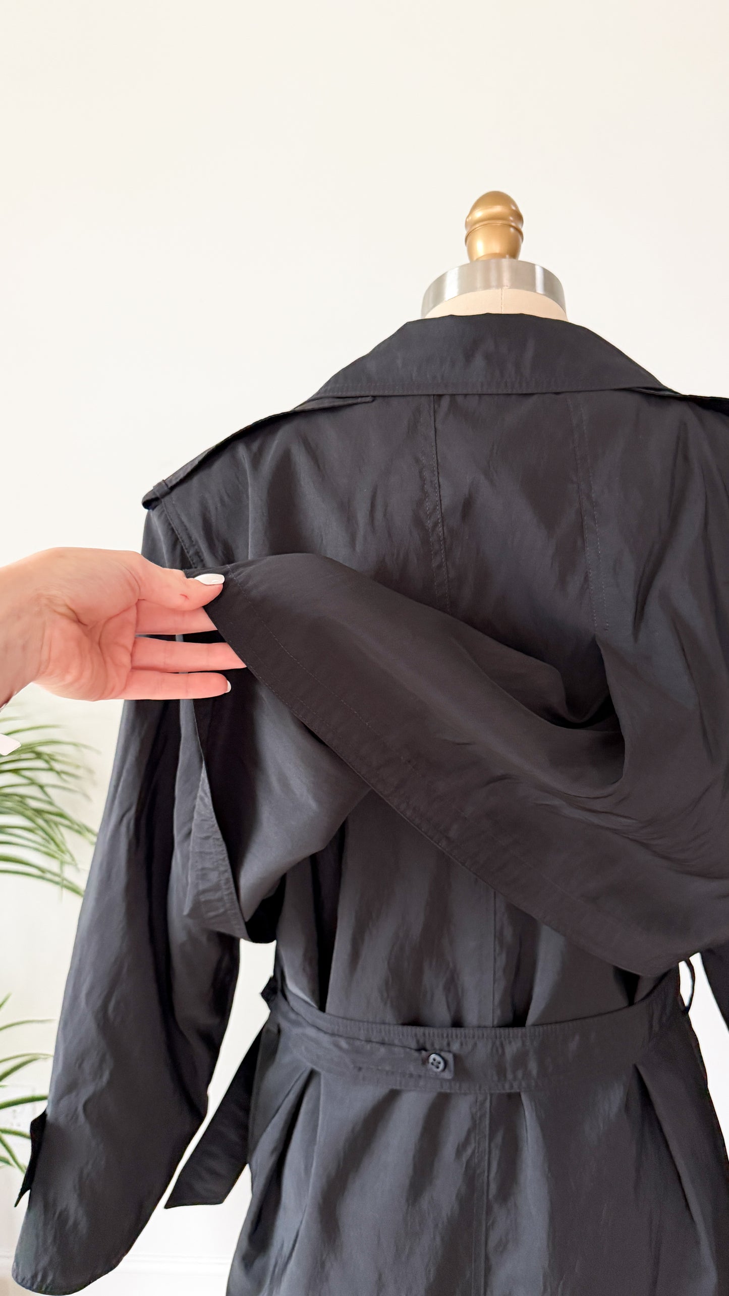 Vintage 80s Forecaster Classic Black Trench Coat with Wool Zip Lining (M)