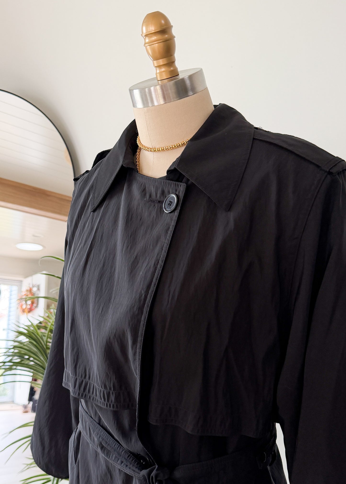 Vintage 80s Forecaster Classic Black Trench Coat with Wool Zip Lining (M)