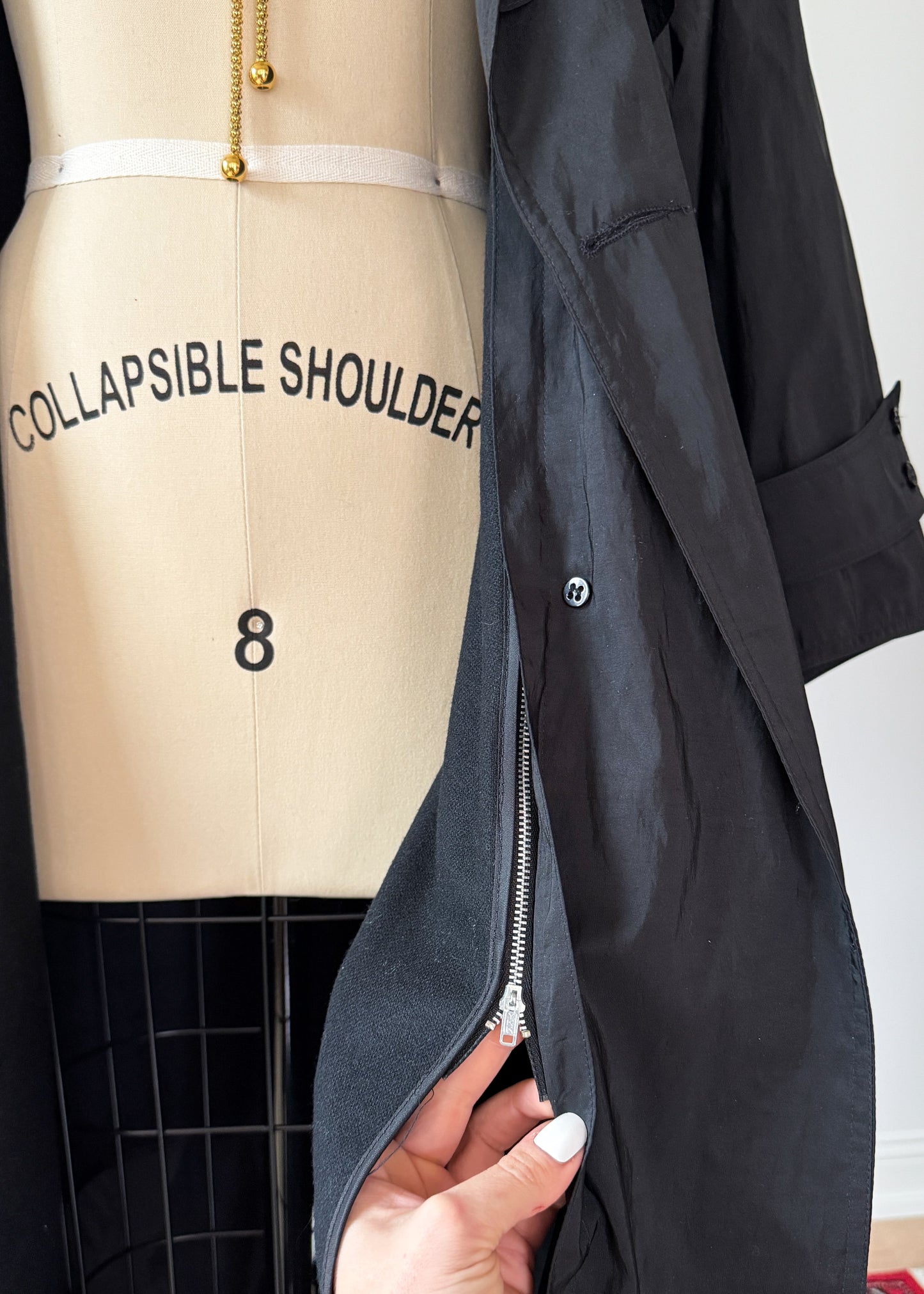 Vintage 80s Forecaster Classic Black Trench Coat with Wool Zip Lining (M)