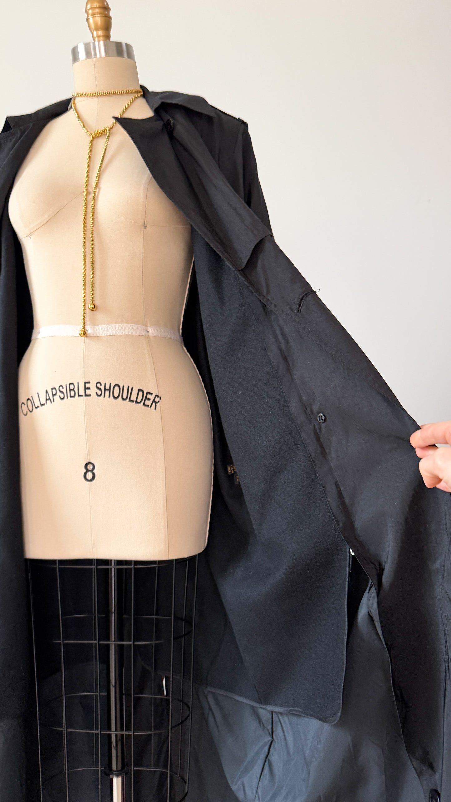 Vintage 80s Forecaster Classic Black Trench Coat with Wool Zip Lining (M)