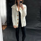 Vintage 70s Cream Folded Collar Thick Knit Cardigan (S/M)