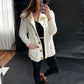 Vintage 70s Cream Folded Collar Thick Knit Cardigan (S/M)