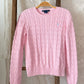 Ralph Lauren Pink Cotton Cable Knit Sweater with Blue Pony