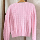 Ralph Lauren Pink Cotton Cable Knit Sweater with Blue Pony
