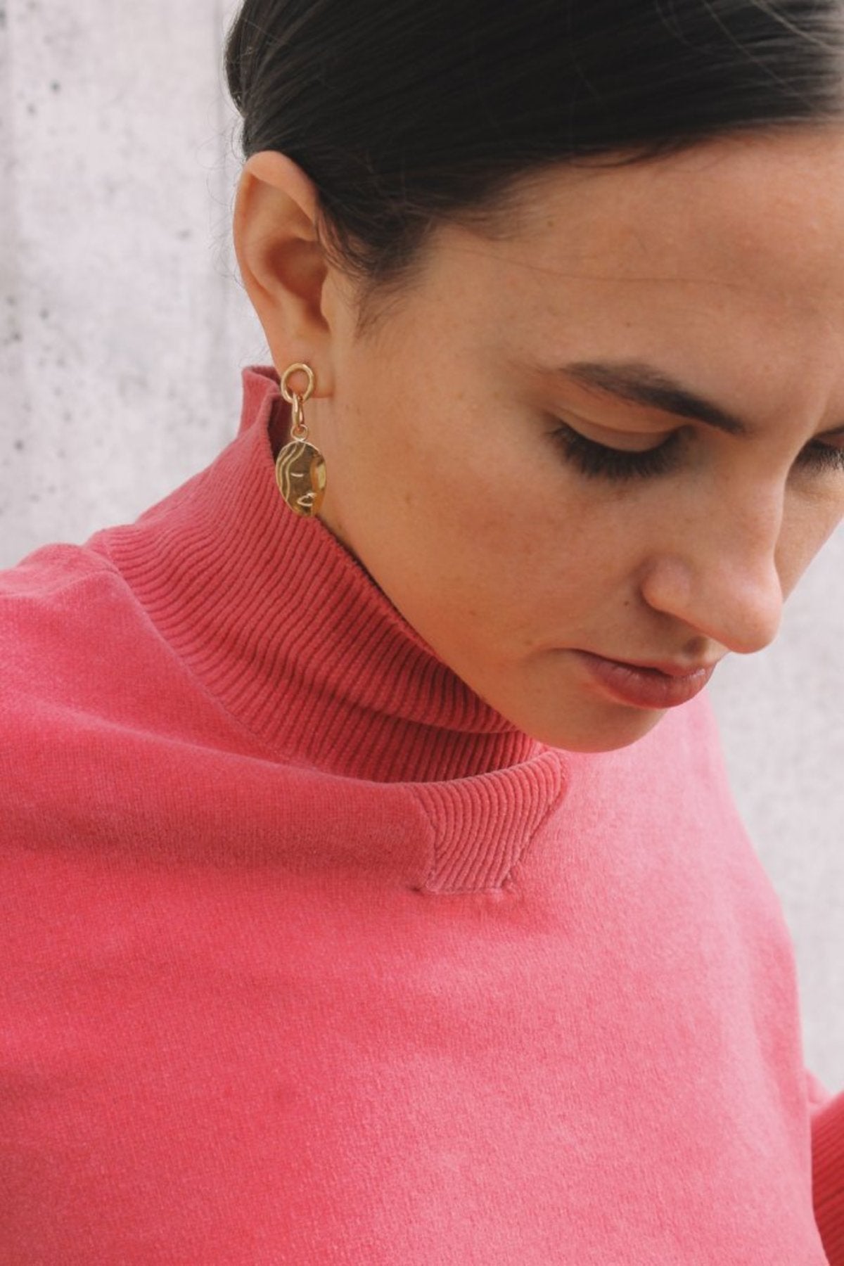 Just Female Adelet Knit Mock Neck Sweater in Rose Pink (M)