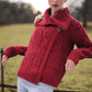 Aran Carraig Donn Irish Cranberry Red 100% Merino Wool Button Knit Sweater