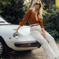 A. Putnam Long Sleeve Polo in Terra Orange Brown (M)