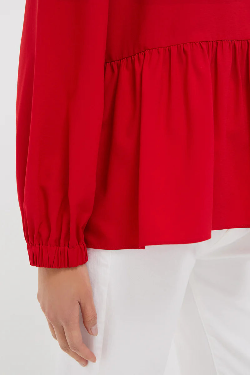 Pomander Place Truckernuck Red Carlota Peplum Blouse (M)