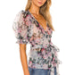 NEW Selkie Cloud 9 Blue & Pink Champagne Mod Print Wrap Top (S)