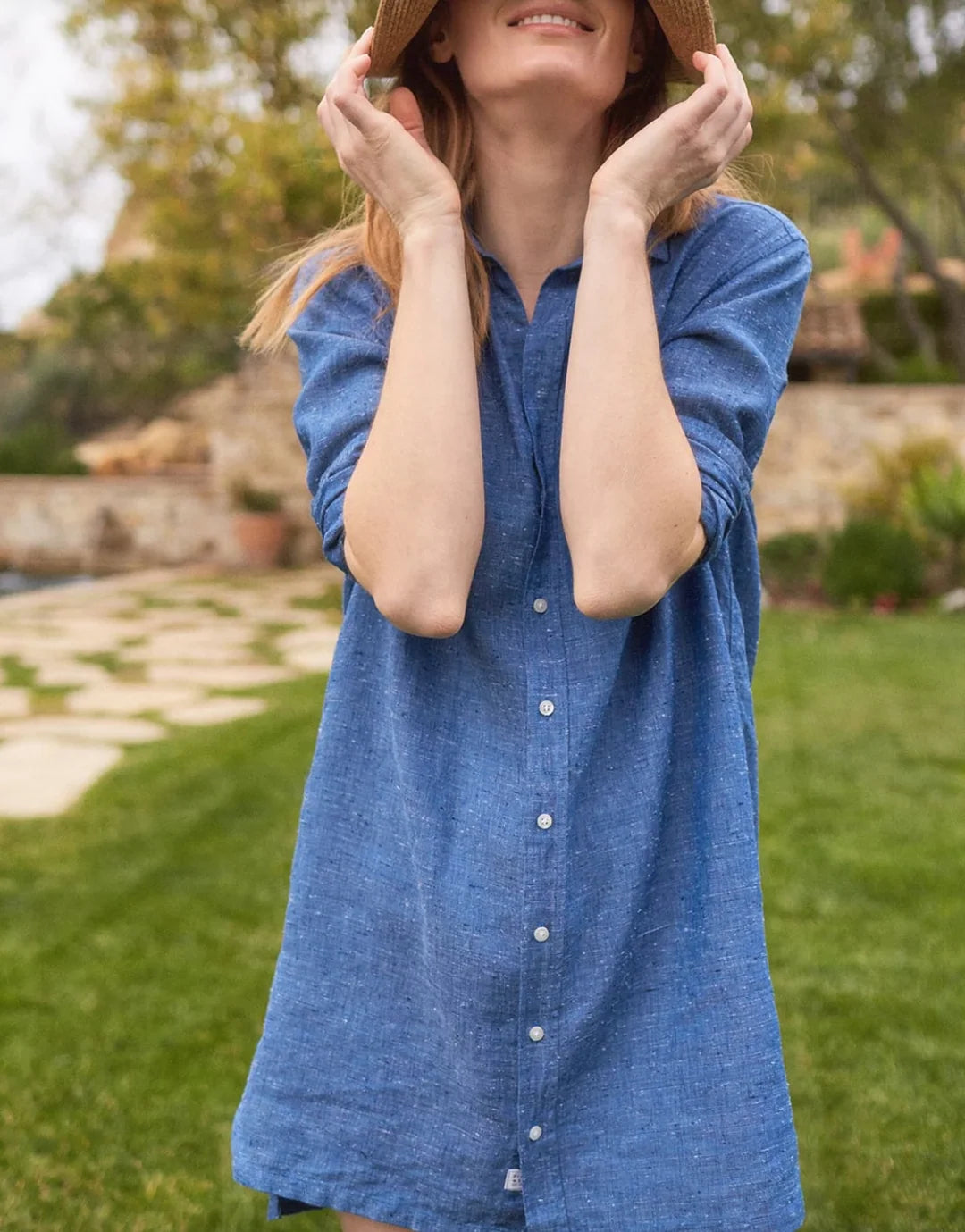 Frank & Eileen Hunter Shirt Dress in Blue Linen Speckle