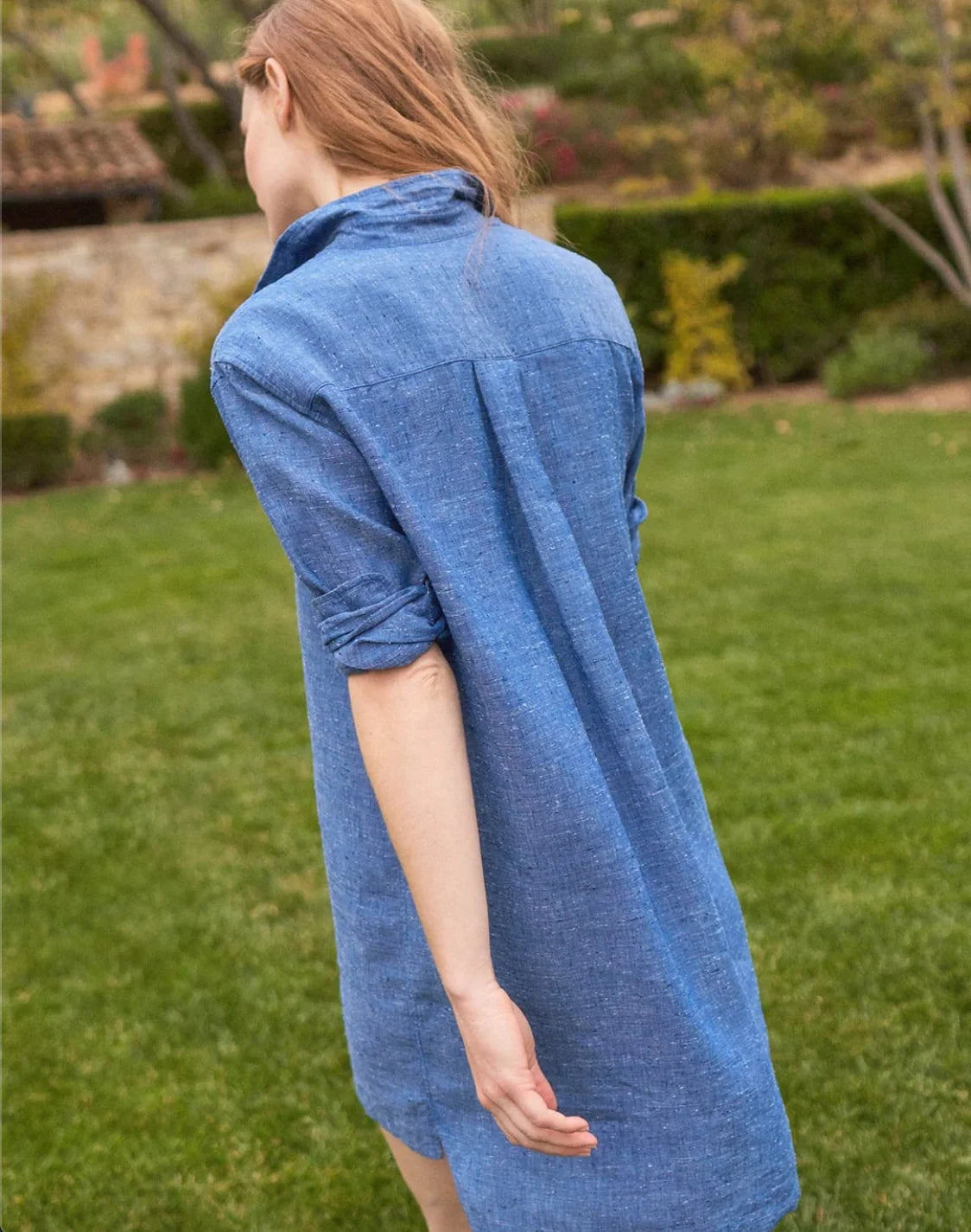Frank & Eileen Hunter Shirt Dress in Blue Linen Speckle