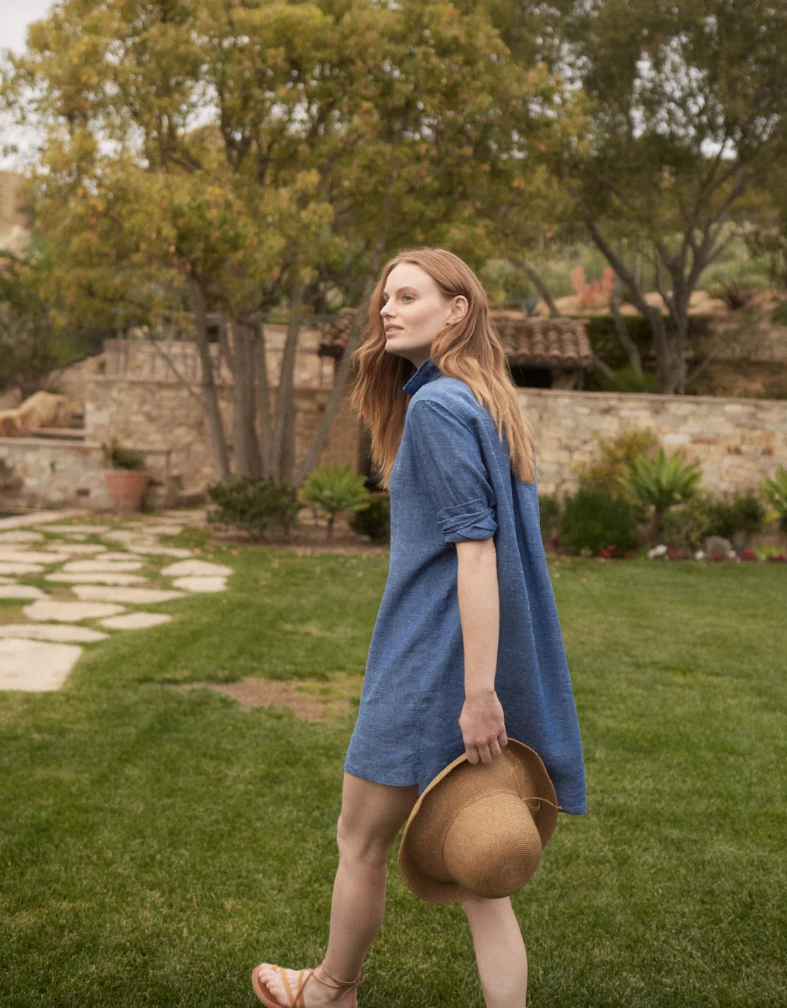 Frank & Eileen Hunter Shirt Dress in Blue Linen Speckle