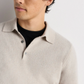 Quince Men's Mongolian Cashmere Knit Polo Sweater Top in Heathered Cloud Beige