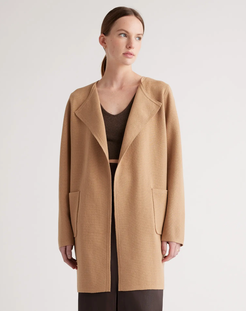 Quince 100% Organic Cotton Knit Collarless Coat (L)