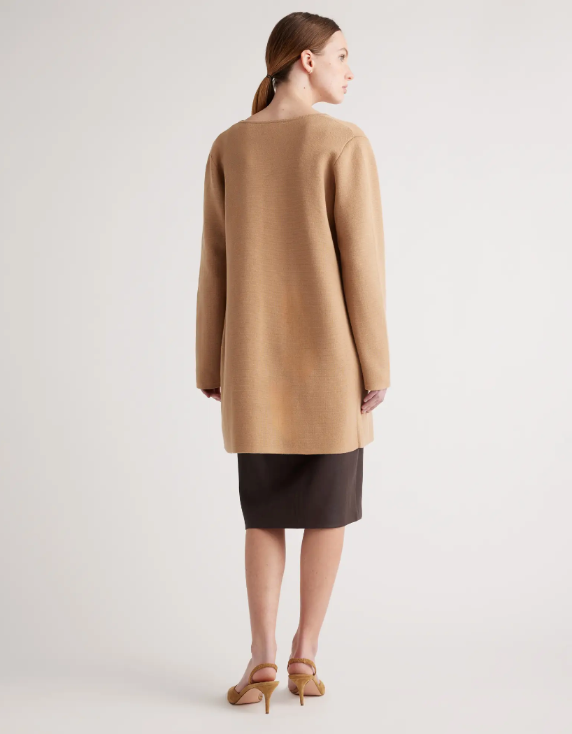 Quince 100% Organic Cotton Knit Collarless Coat (L)