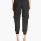 Cinq a Sept Black Cupro Cropped Cargo Pants (M)