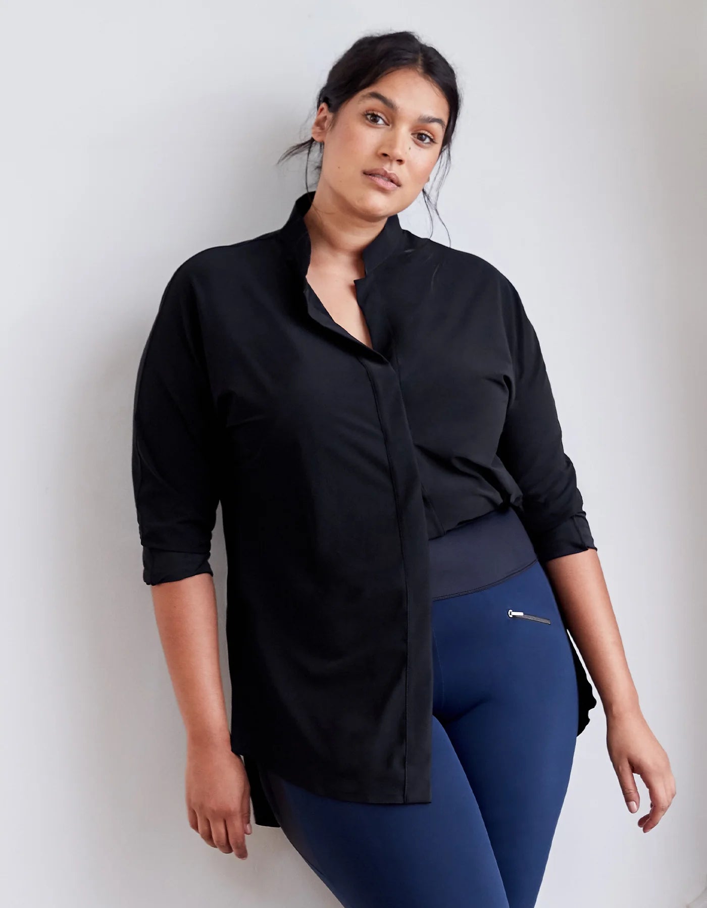 ADAY Black Something Borrowed Snap Button Down Top (S)