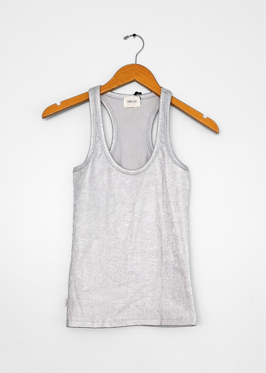 NEW Mikuta Silver Foil Ribbed Tank Top (S)