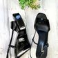 Jil Sander Black Patent Leather Square Toe Sandal Wedge Heels (38.5 or 8/8.5)