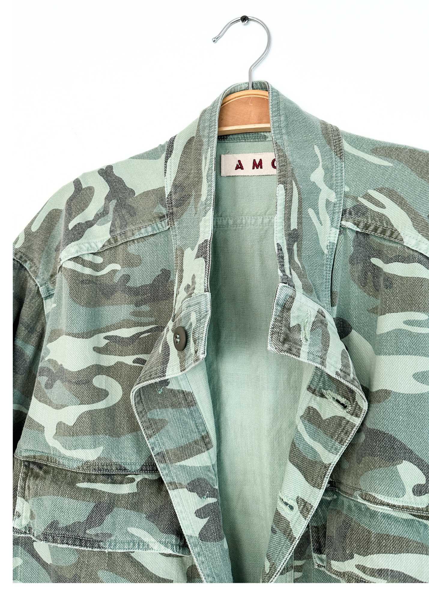 Anthropologie Amo Army Patch Green Camo Jacket (M)