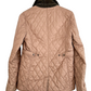 L.L. Bean Khaki Light Brown Quilted Green Corduroy Trim Riding Chore Jacket
