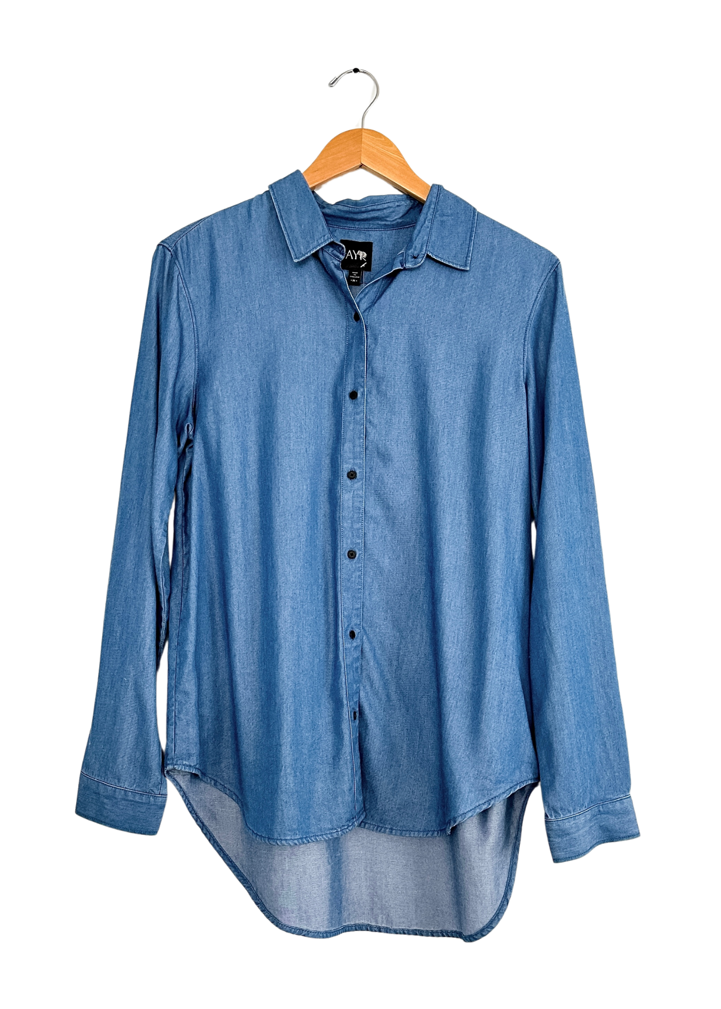 AYR The Clean Shirt Chambray Tencel Denim Button Down Top (M)