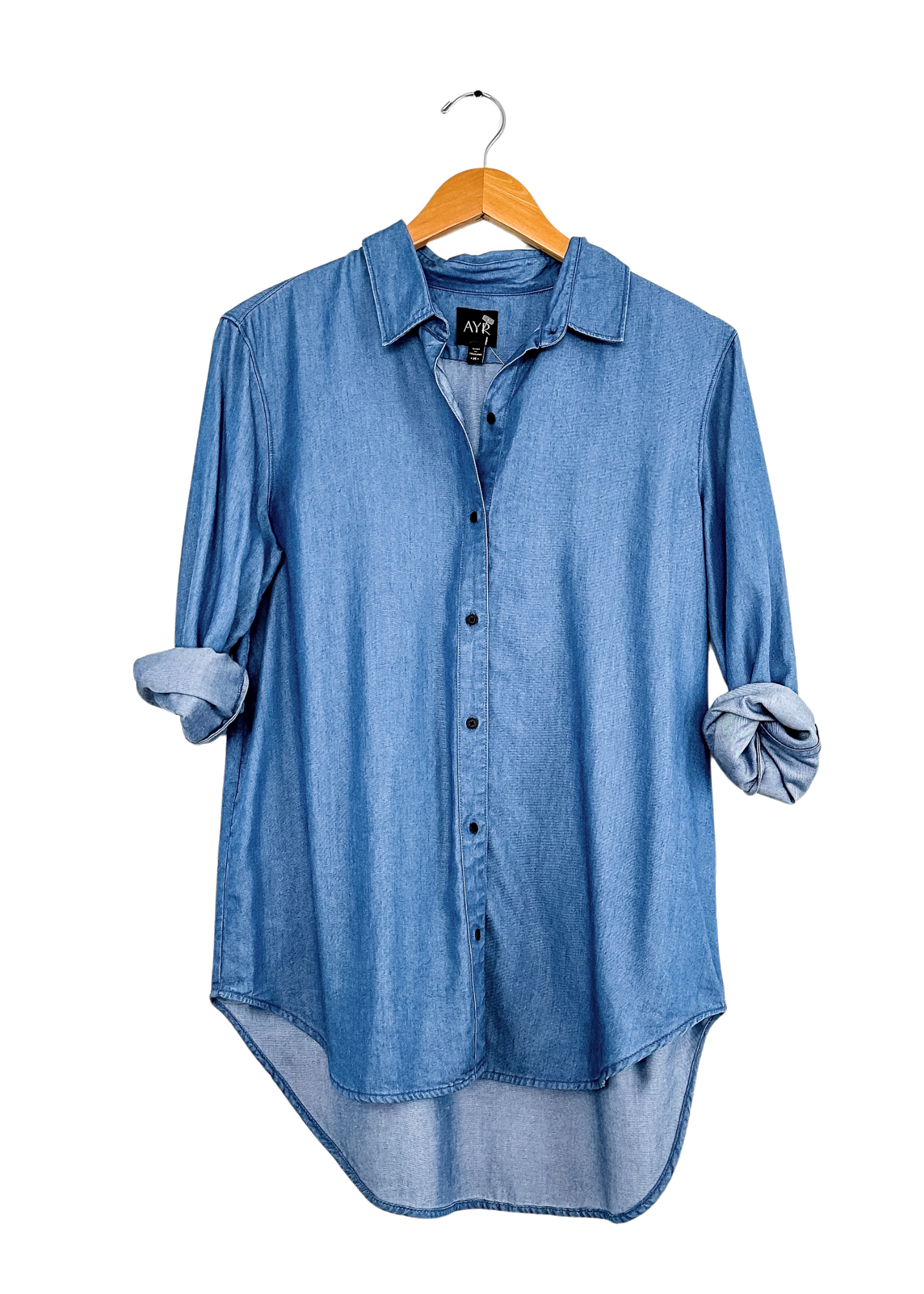 AYR The Clean Shirt Chambray Tencel Denim Button Down Top (M)