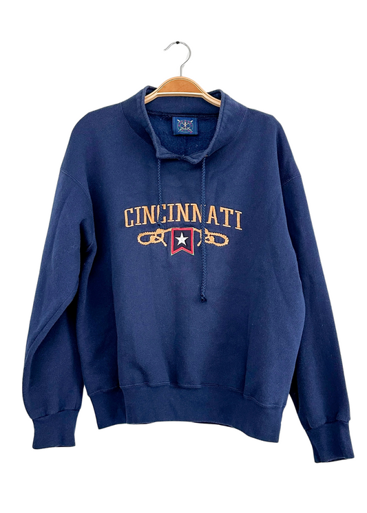 Vintage Cincinnati Embroidered Nautical  Pullover Fleece (S)