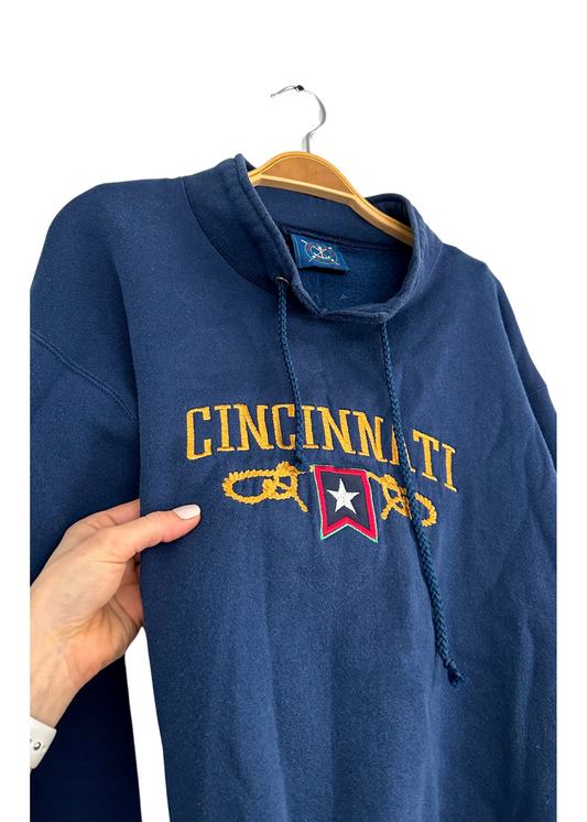 Vintage Cincinnati Embroidered Nautical  Pullover Fleece (S)