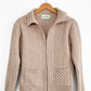 Original Aran Co. Irish Light Brown Cable Knit Zip Front Knit Sweater (M)