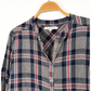 Xirena Navy Gray and Red Plaid Flannel 1/4 Button Down Top (S)