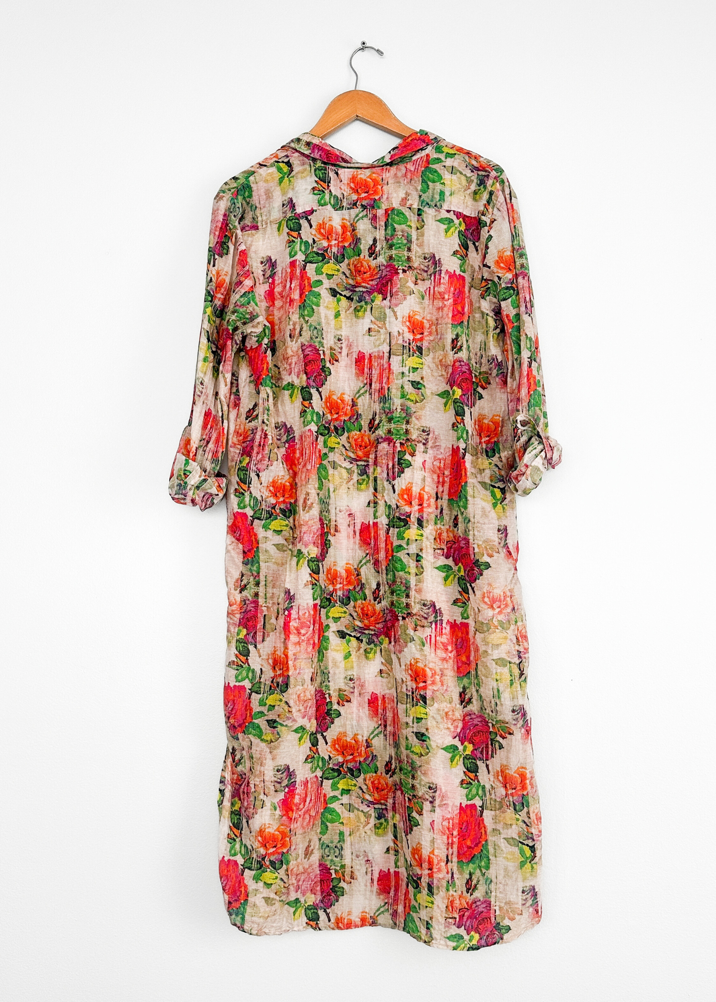 3J Workshop Johnny Was Floral Cotton Silk Shirt Dress (L)