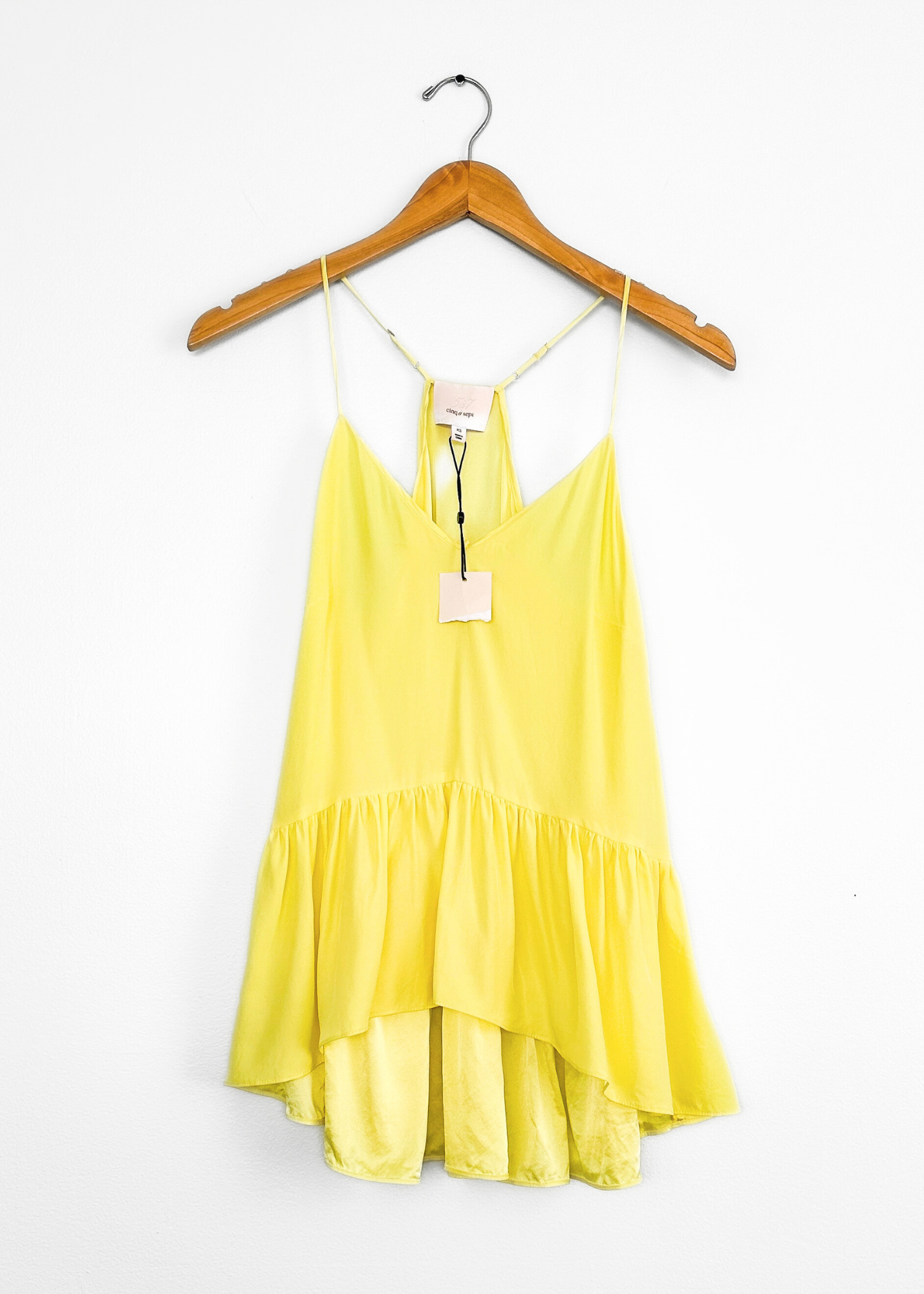 Cinq á Sept ' Janet ' Yellow Rose Silk Ruffle Tank Top (XS/S)