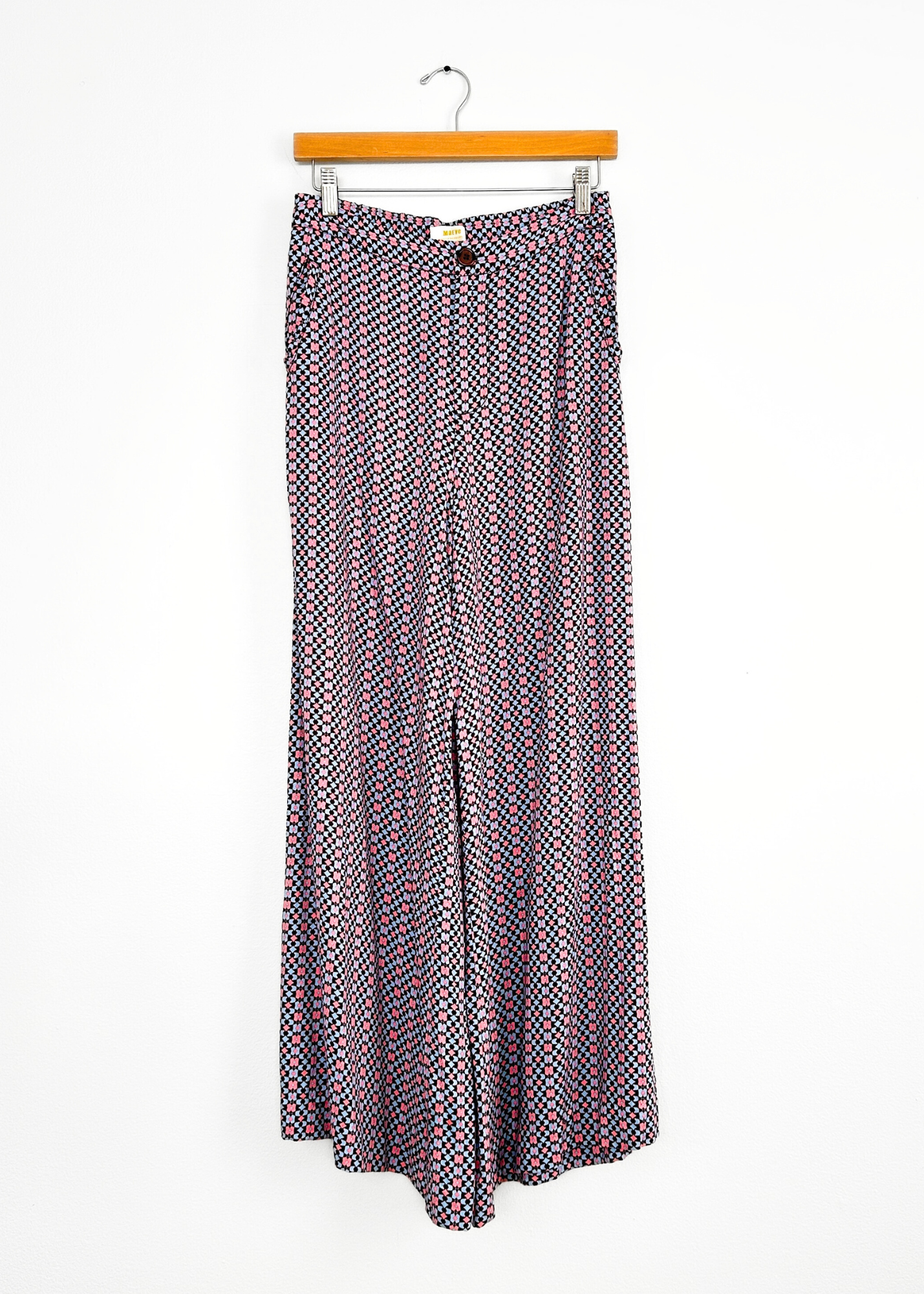 Anthropologie Maeve Blue Pink Wide Leg Geometric Pants (6)