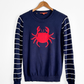 Modcloth Chatty Crabby Navy White Stripe Sleeve Knit Top (L)