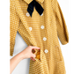 Vintage 60s / 70s Golden Yellow Houndstooth Bow Neck Dress (6)