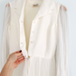Vintage 1969 Miss Elliette Ivory Pleated Wide Leg Jumpsuit (S)